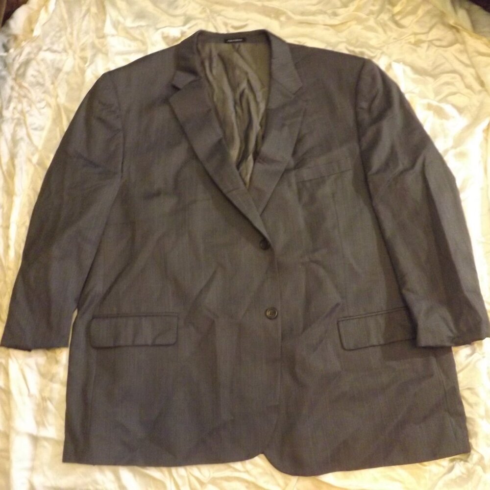 Joseph & Feiss Mens Suit 54R 53x25 Pants Gray Pinstripe Wool 2 Btn Jacket